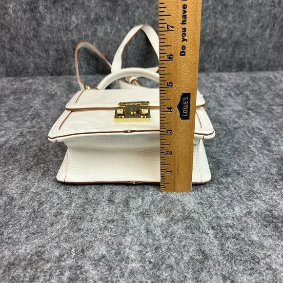 Neiman Marcus Cream Crossbody Bag with Gold Accents Small Leather - Picture 6 of 10